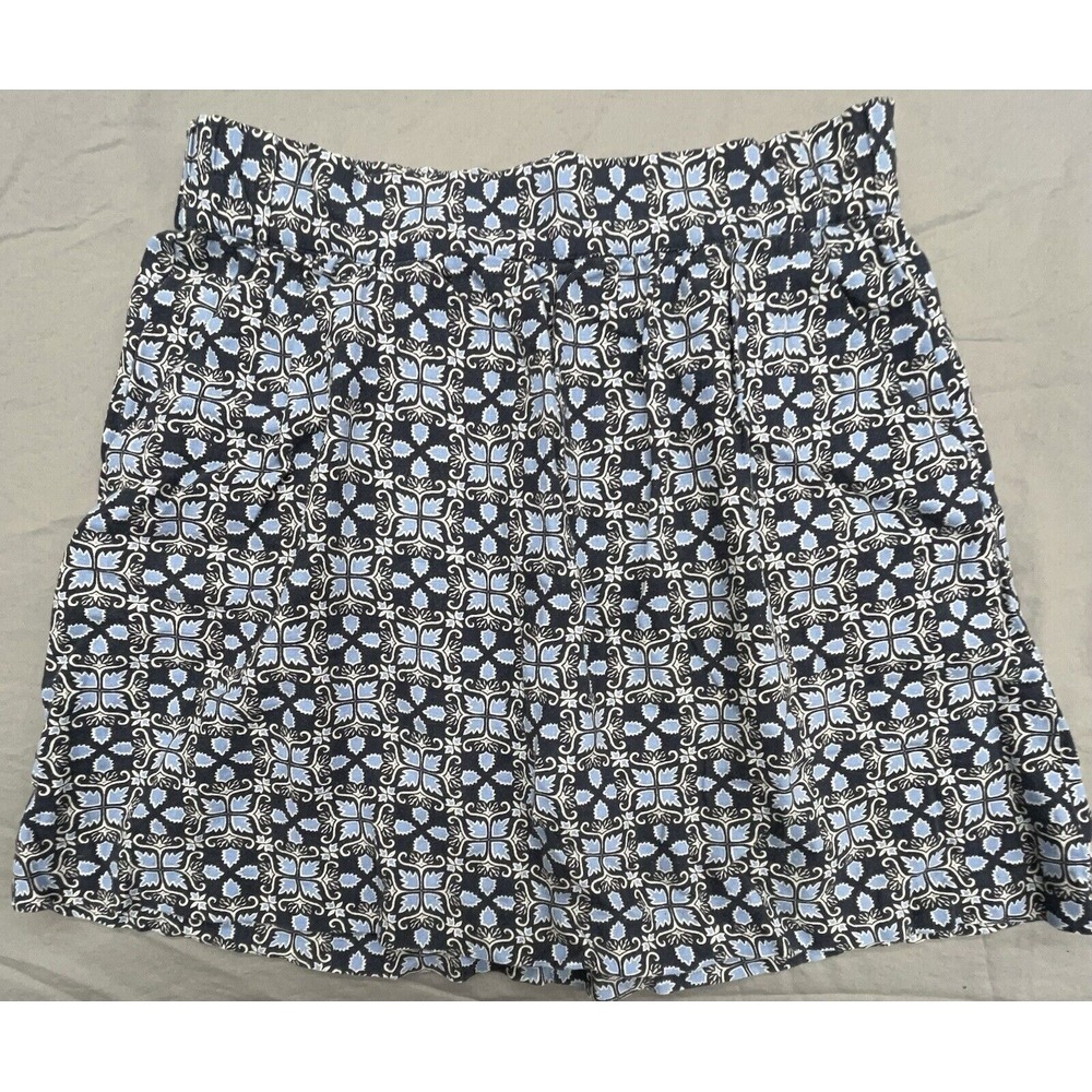 Loft Skirt S Blue Mini Linen Blend Pockets‎ Pull On Comfort Casual Preppy Boho